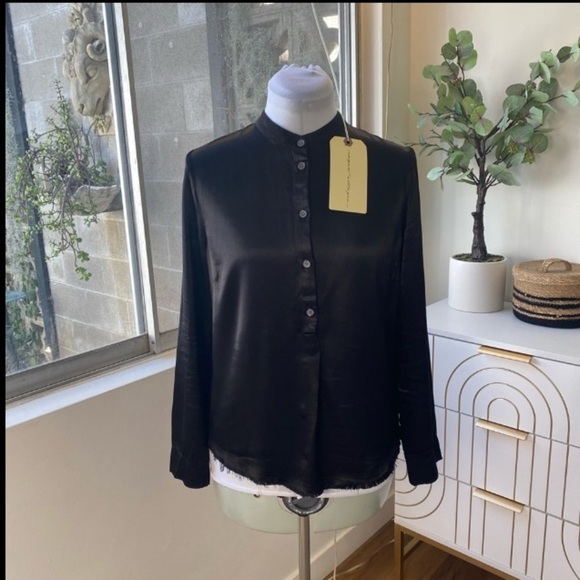 NWT Raquel Allegra Pebble Satin Set — Perfect Henley (XS) + Fez Pant (S), Black - Picture 7 of 11